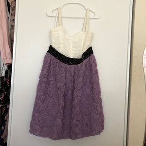 Purple and White Formal Dress with Rosettes!